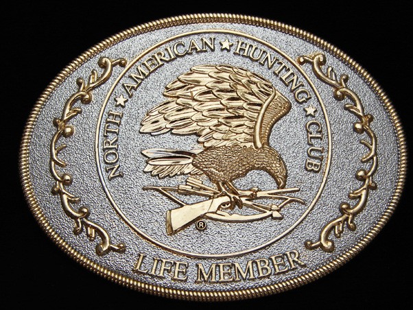 OC19169 *NOS* REALLY NICE **NORTH AMERICAN HUNTING CLUB LIFE MEMBER** BUCKLE