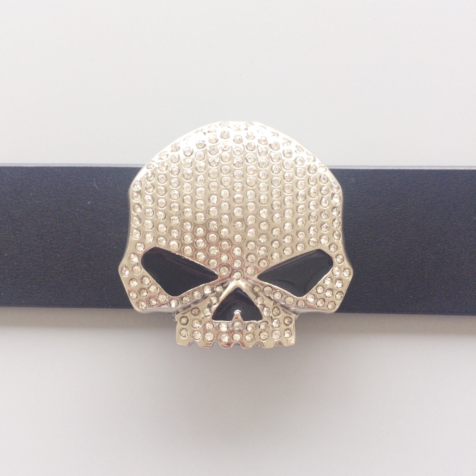 Bright Silver Plated Rhinestones Bling Skull Belt Buckle Boucle de ceinture