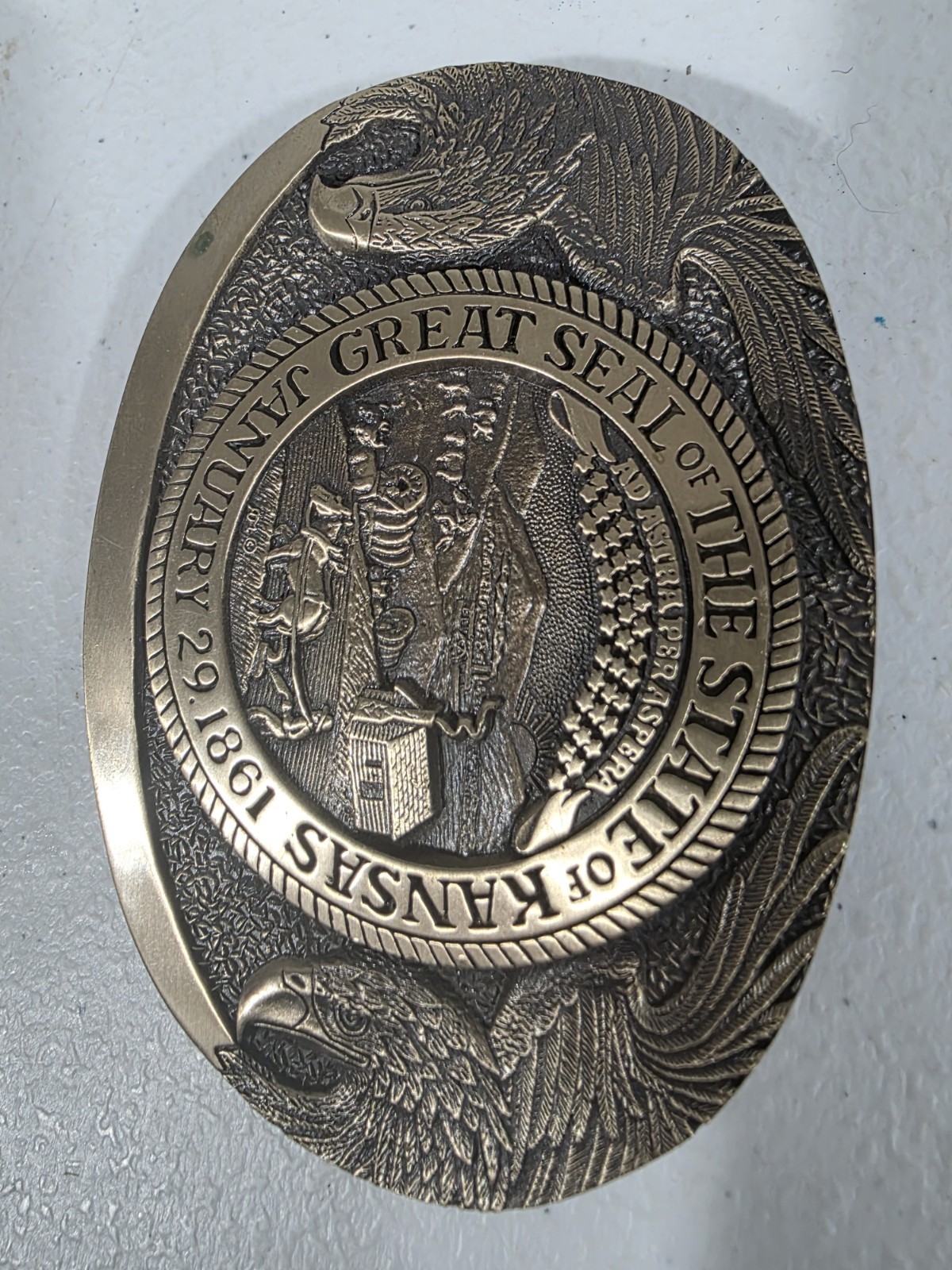 GREAT STATE SEAL OF THE STATE OF KANSAS First EDITION Belt Buckle