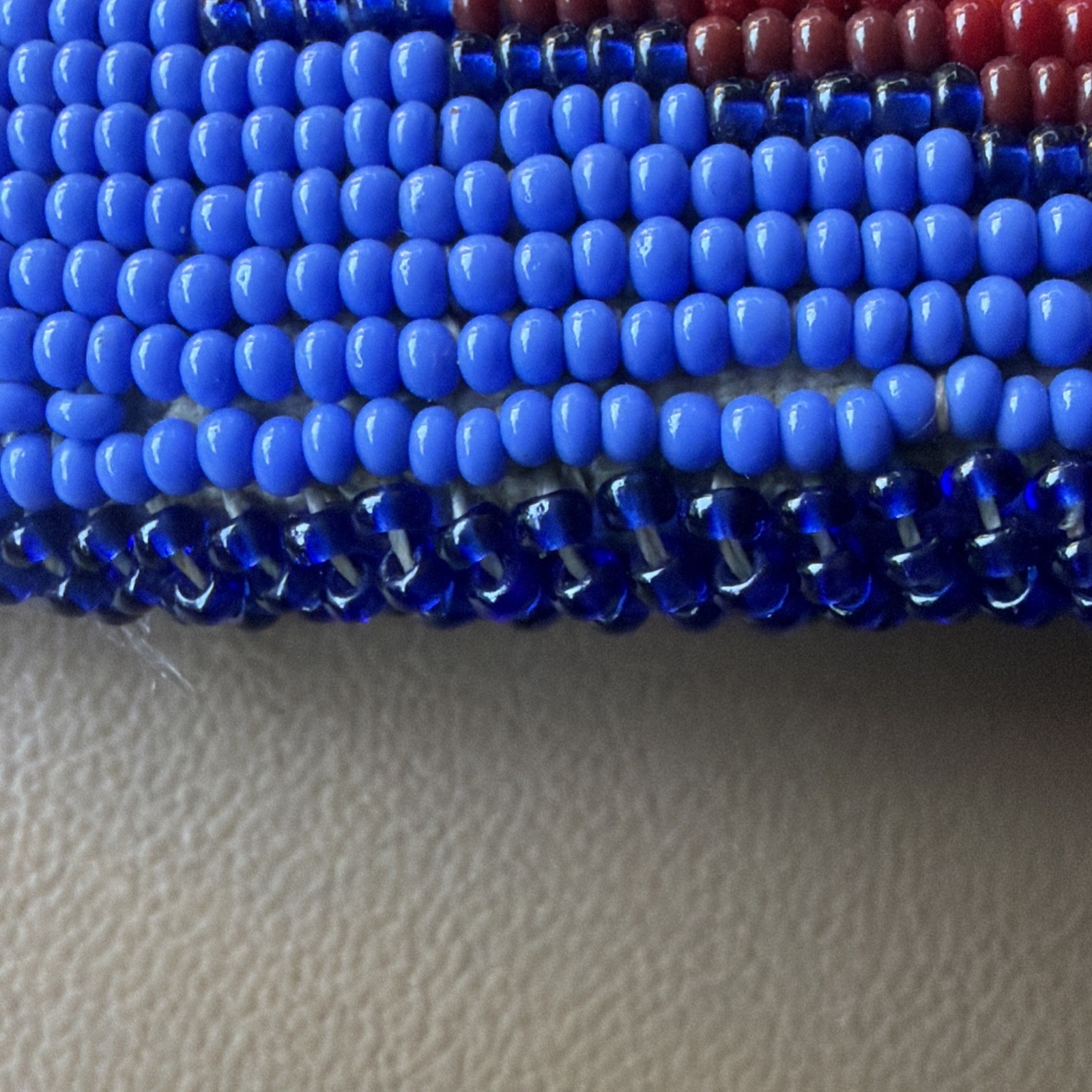 Vintage Hand Made Native American Tribal Leather Back Seed Bead Belt Buckle