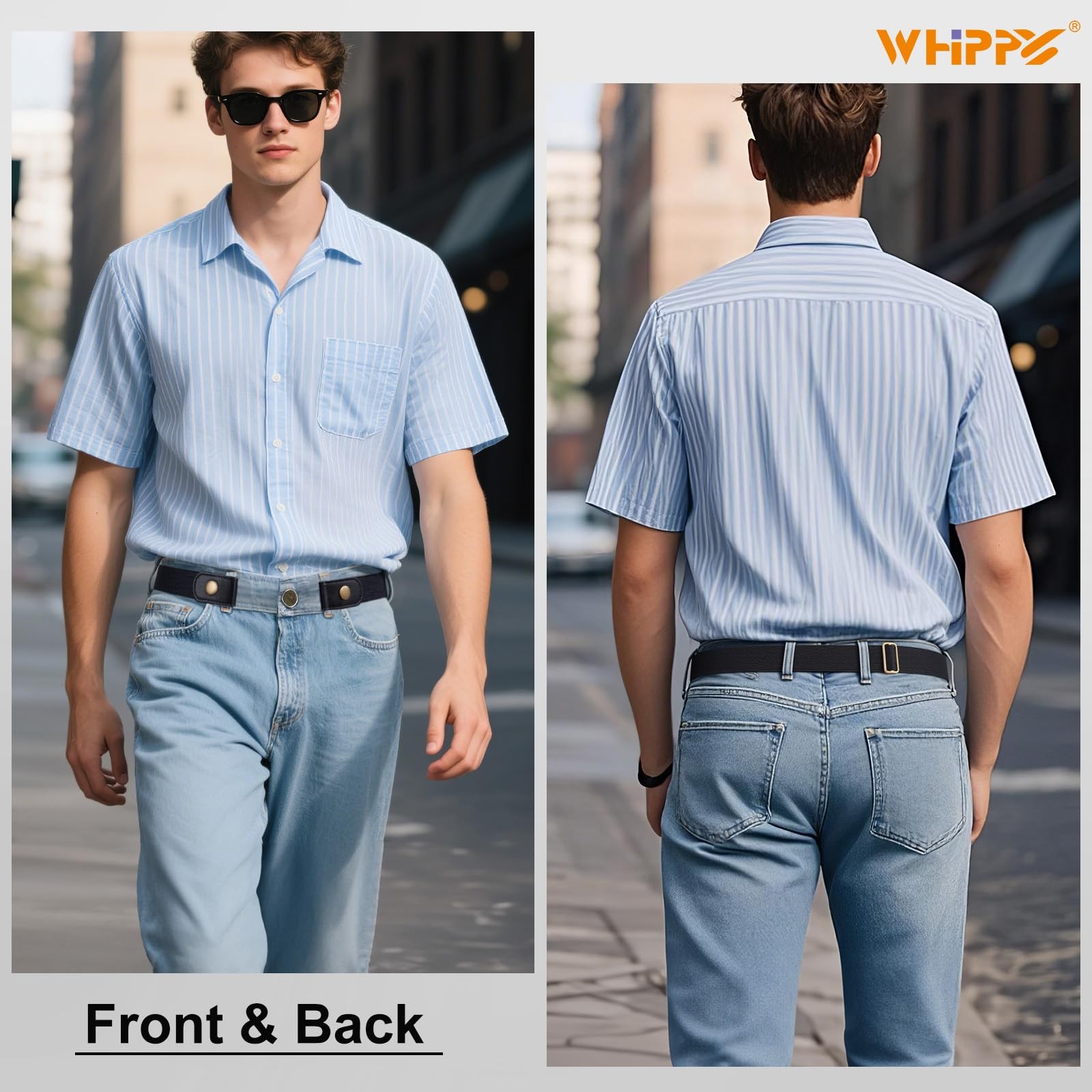 WHIPPY 2 Pack Buckle Free Comfortable Large Size: 32&Prime;-48&Prime;, A-black/Coffee