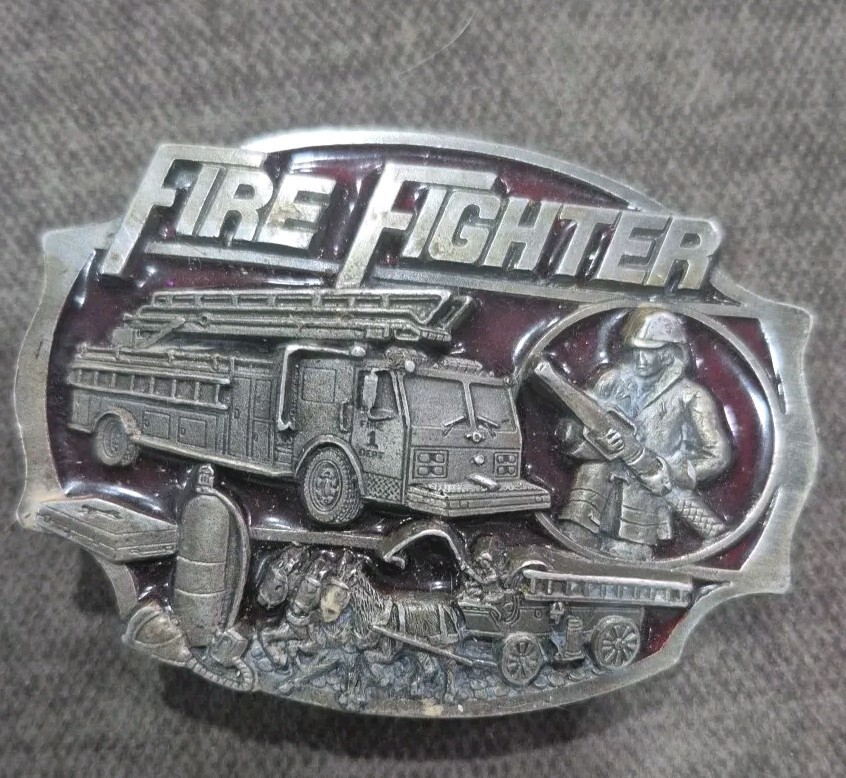 Vintage 1989 Fire Fighter Belt Buckle Fire Department AG-13 Arroyo Grande