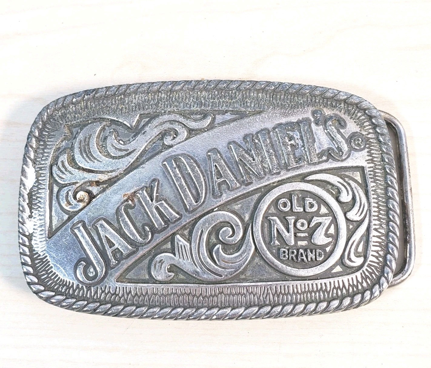 Jack Daniels Belt Buckle Silver Tone Old No.7 Whiskey Western Cowboy Metal 5007