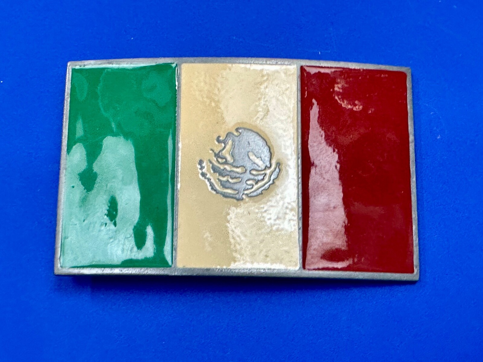 Mexico Flag Patriotic Belt Buckle Western Cowboy Eagle Country Emblem