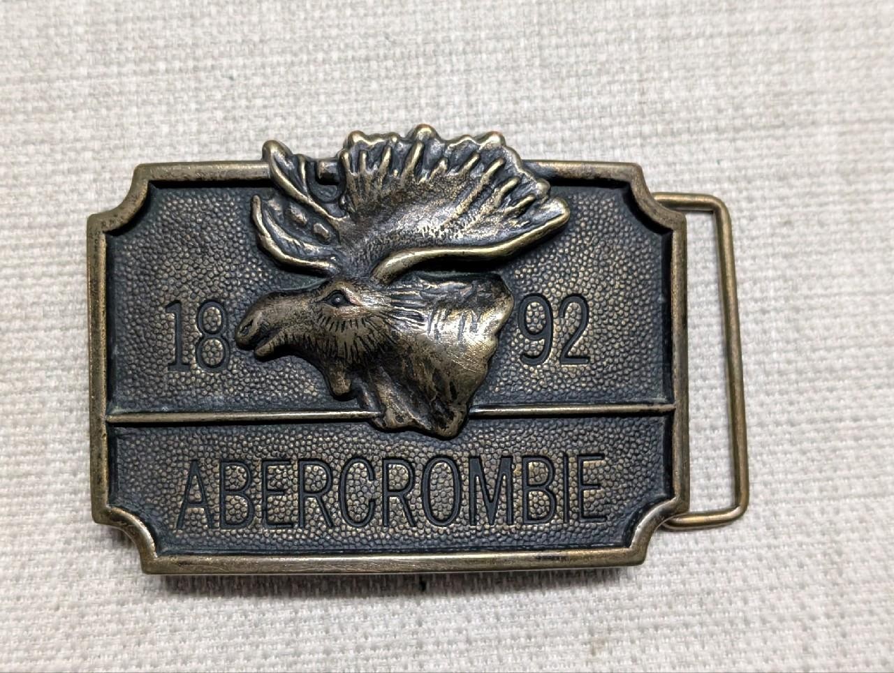 Y2K vintage ABERCROMBIE & FITCH belt buckle SOLID BRASS western 1990s moose A&F