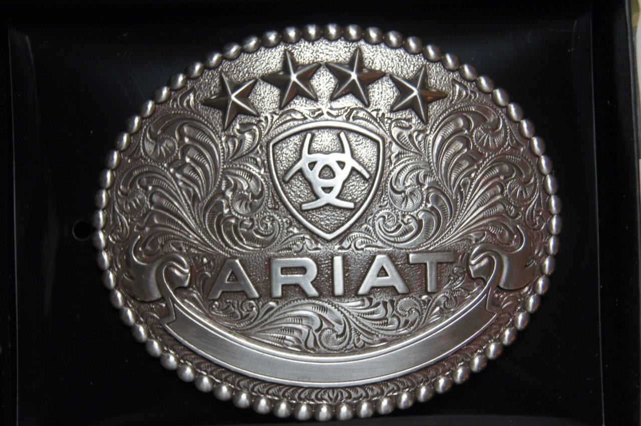 Ariat Western Belt Oval Buckle Stars Logo Silver A37061