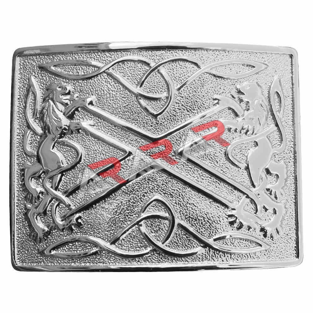 Men&rsquo;s Scottish Kilt Buckle Belt Saltire Lion Band Item Classic Pin Chrome Finish