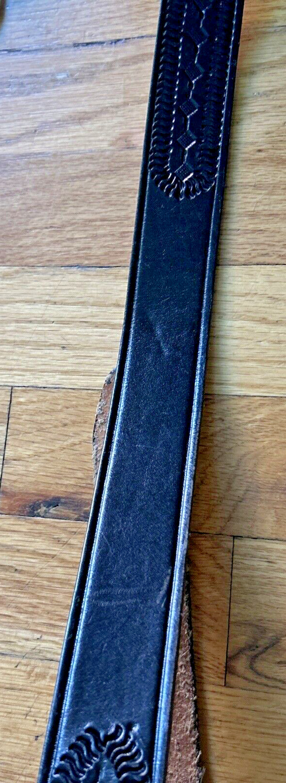 Horse Head Belt Buckle and Black Leather Belt 47 in Made in Mexico