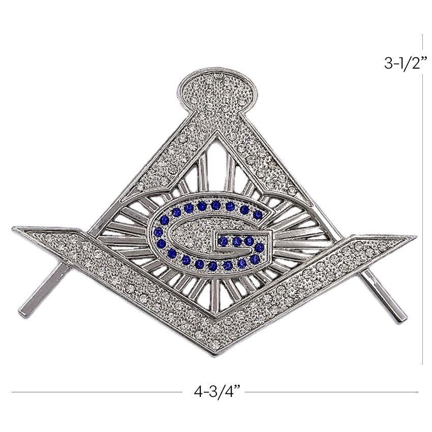 Silver with Rhinestones MASON Stone Crafters Belt Buckle Masonic symbols Compass