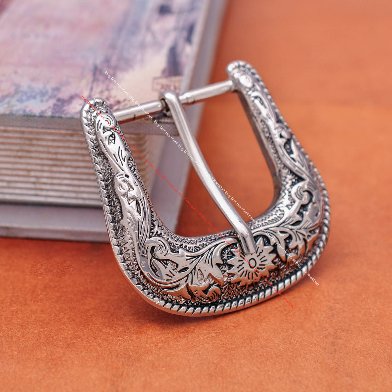 Western Engraved Silver Equestrian Tack Bridle/Halter Belt Buckle 3pc Set 1-1/2&Prime;