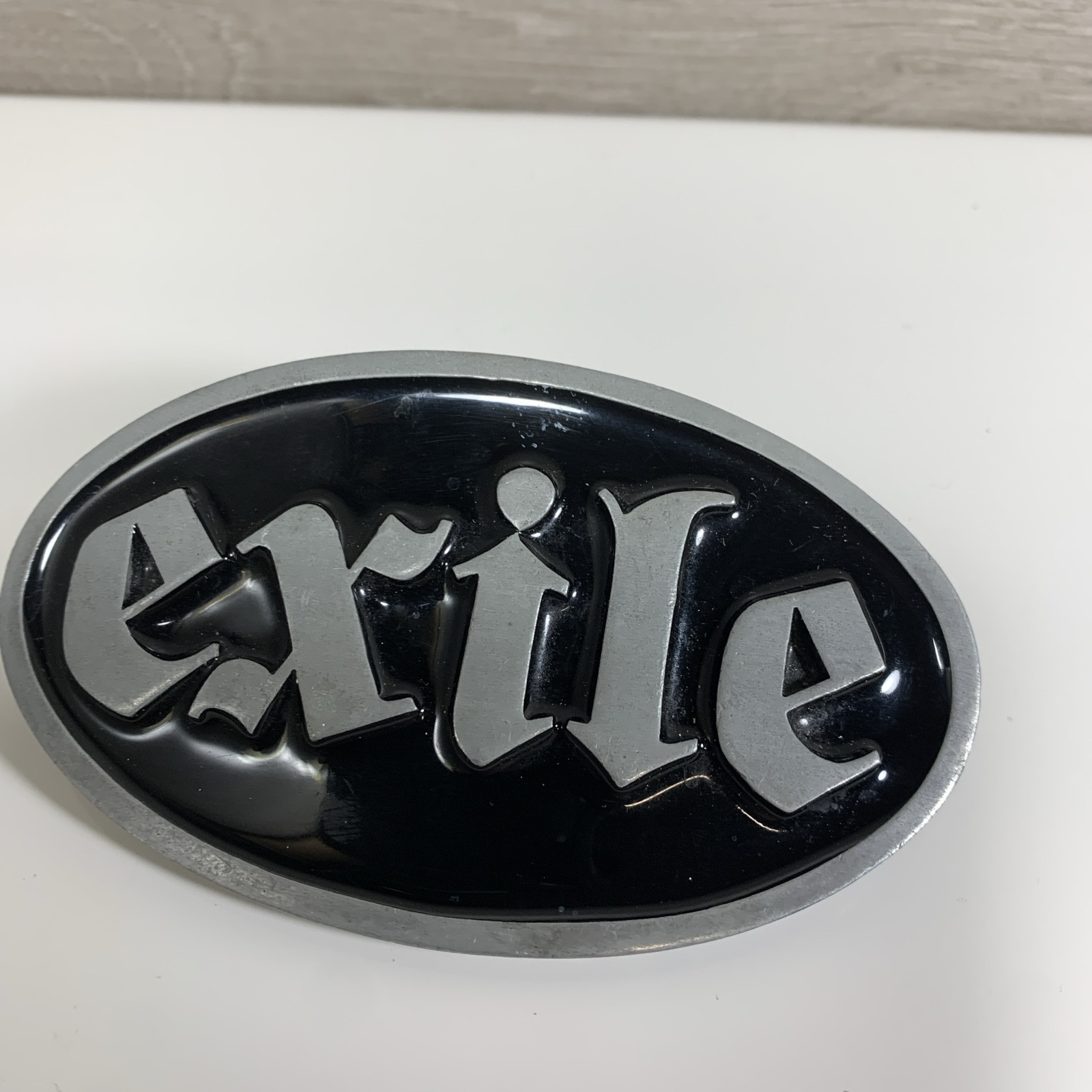 EXILE CYCLES Black Gloss Belt Buckle 4” x 2-3/8”