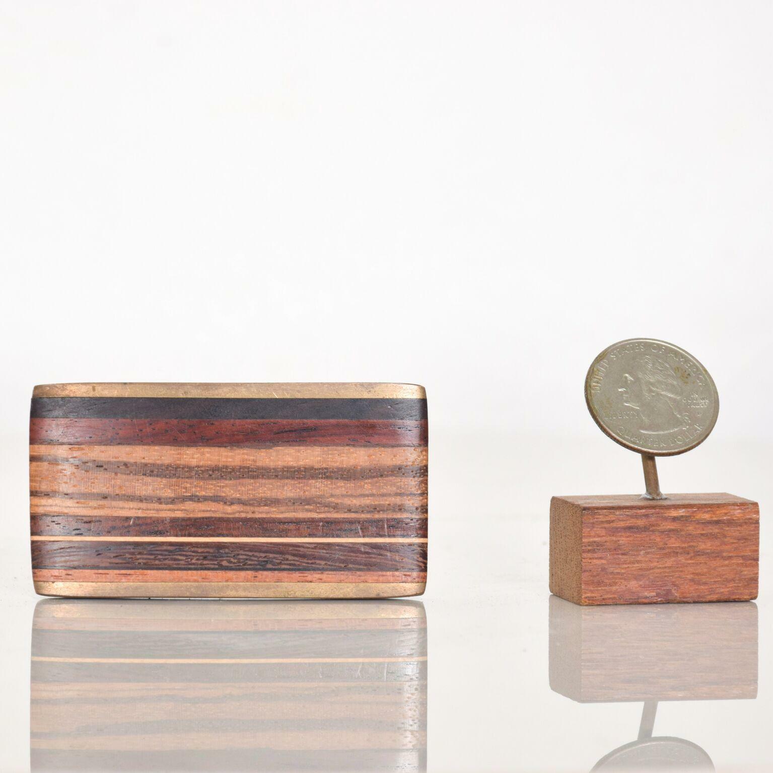 Mid-Century Kenneth Reid Modern Brass Exotic Wood Stripe Belt Buckle New Mexico