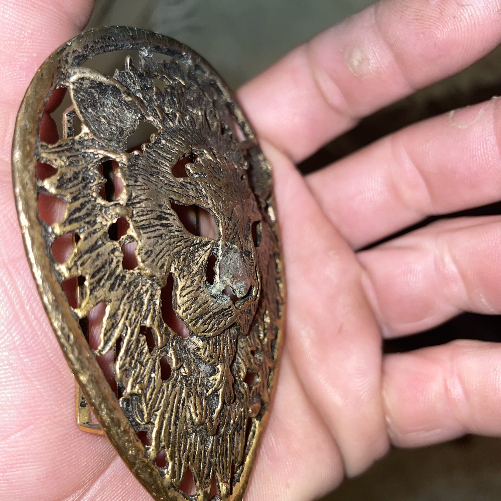 Brutalist Medieval Modernist Lion Big Belt Buckle