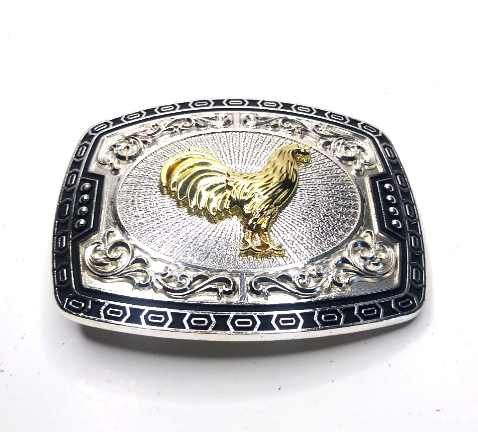 Rooster Western Cowboy Belt Buckle Hebilla Vaquero Rodeo Gallo Del Cielo, Silver