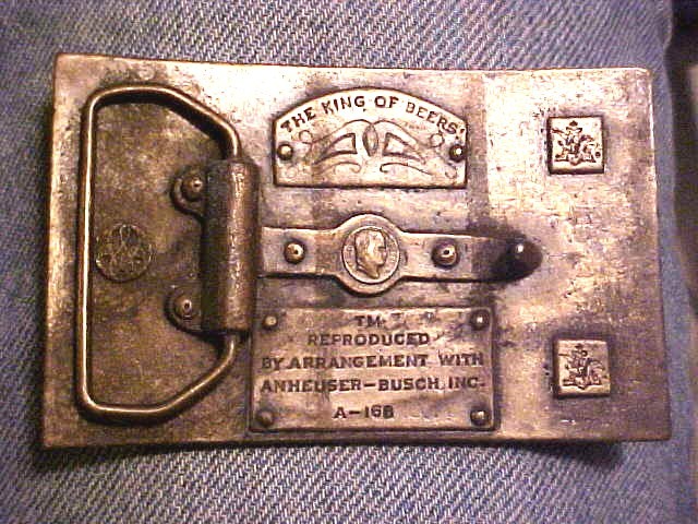 SHARP Advertising Budweiser Beer Label Solid Brass Mens Belt Buckle #M227