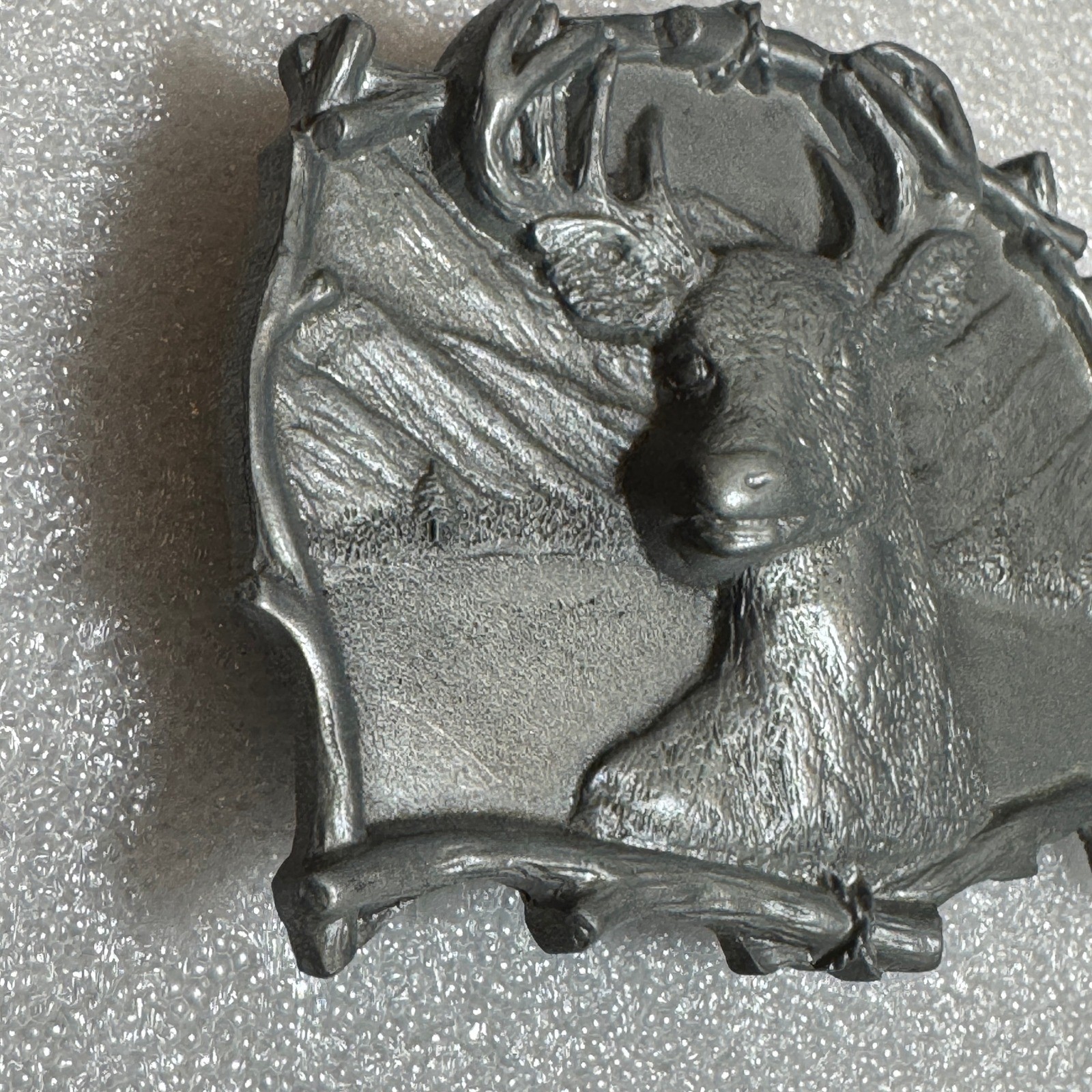 Deer Buck Belt Buckle Mountains Scene Antlers 1994 Reissue Collectible