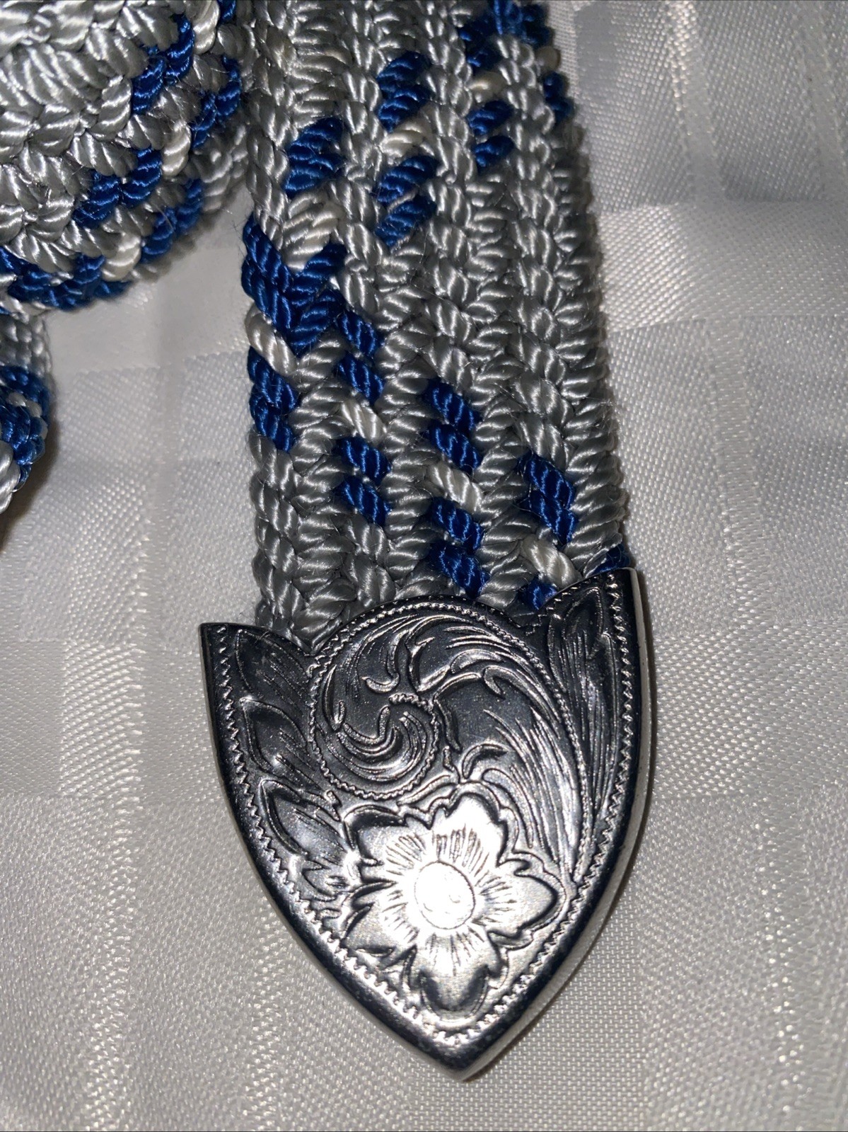 Native American Western Silver Belt Buckle Turquoise Inlay/woven Belt Waist 44”