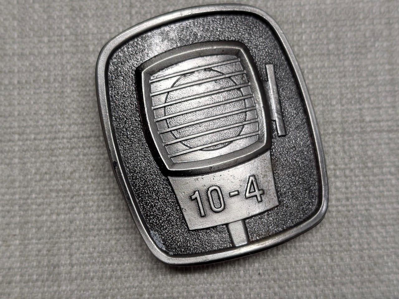 1970s vintage CB RADIO belt buckle TRUCKER heavy duty WESTERN pewter metal 10-4
