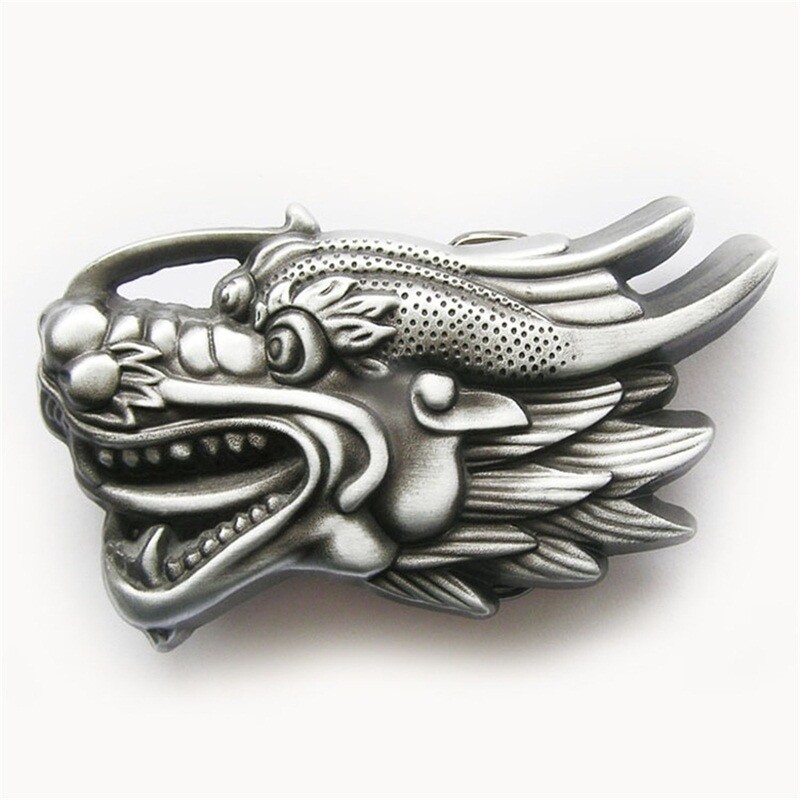 Vintage 3D Cut Out Dragon Head Belt Buckle Gurtelschnalle