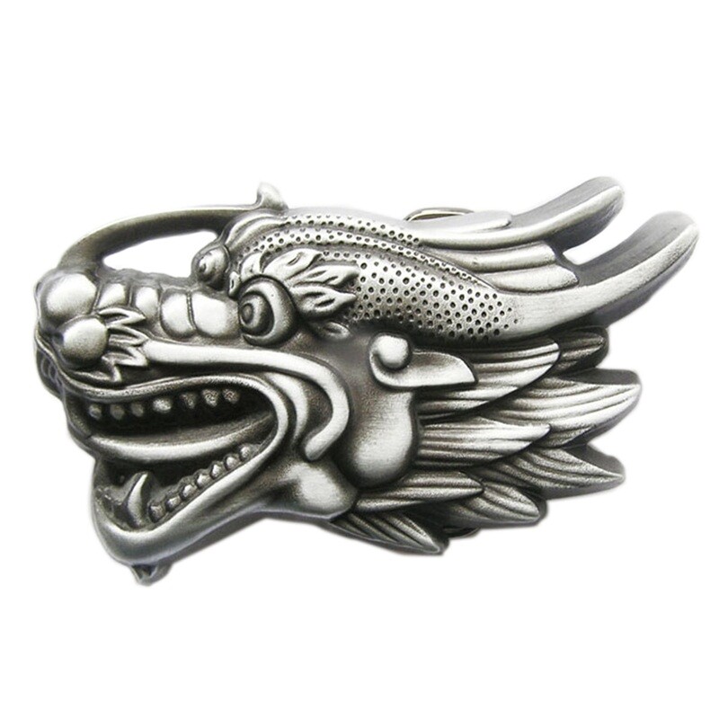 Vintage 3D Cut Out Dragon Head Belt Buckle Gurtelschnalle