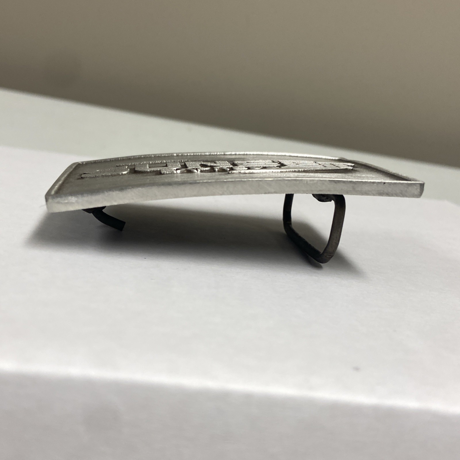 Solid Pewter Sunset Express Trucking Arched Embossed Belt Buckle 3 1/2&Prime;x2 1/2&Prime;