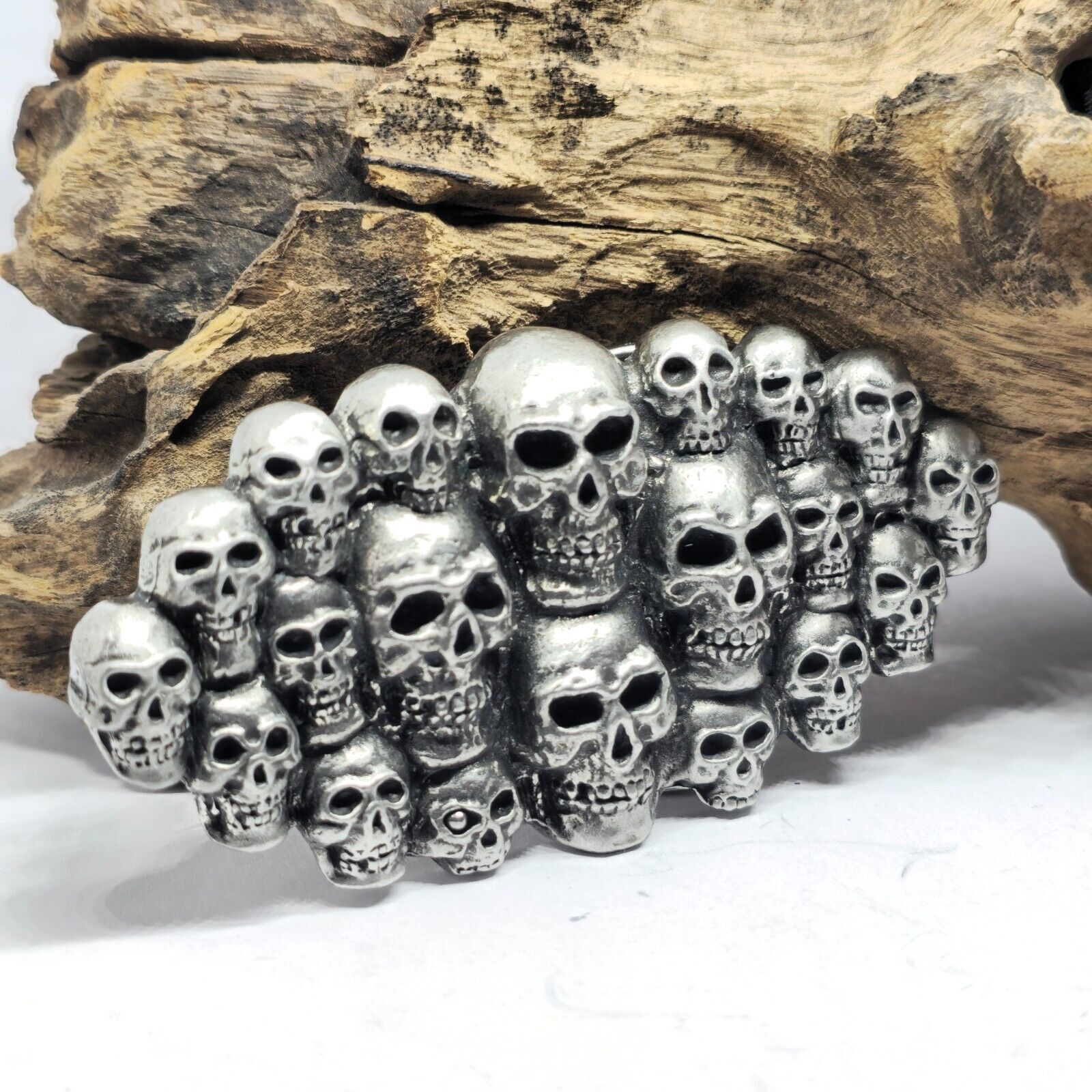 Multi Skull Belt Buckle UK Pewter Large Buckle Biker Punk 20 Skulls Buckle Only