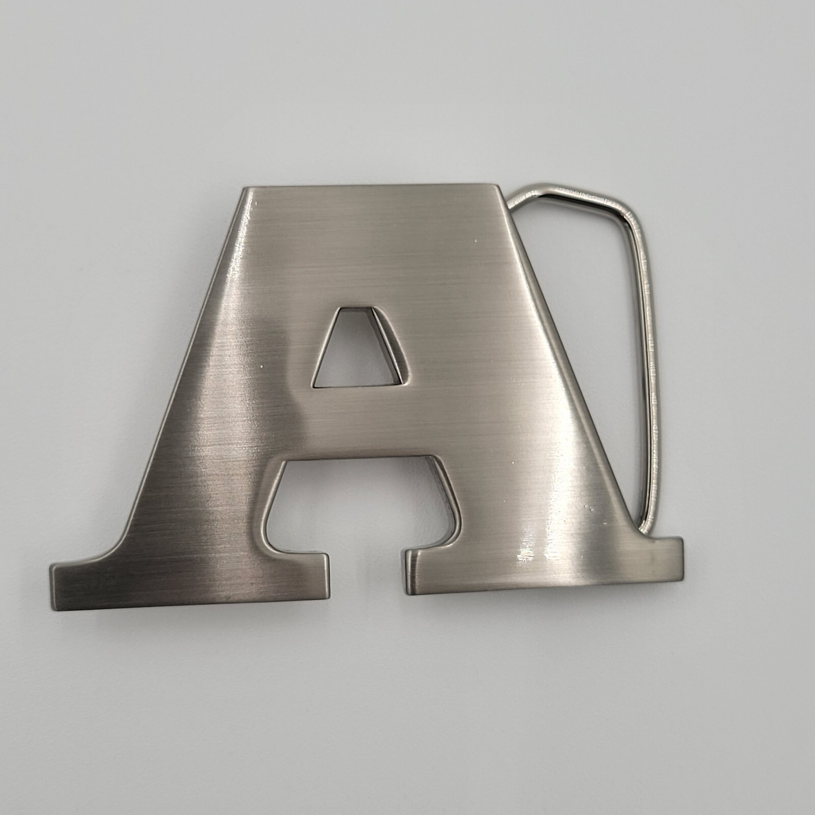 A Initial Brushed Chrome Belt Buckle 3&Prime; x 2&Prime; Up To 1 1/4&Prime; Belt