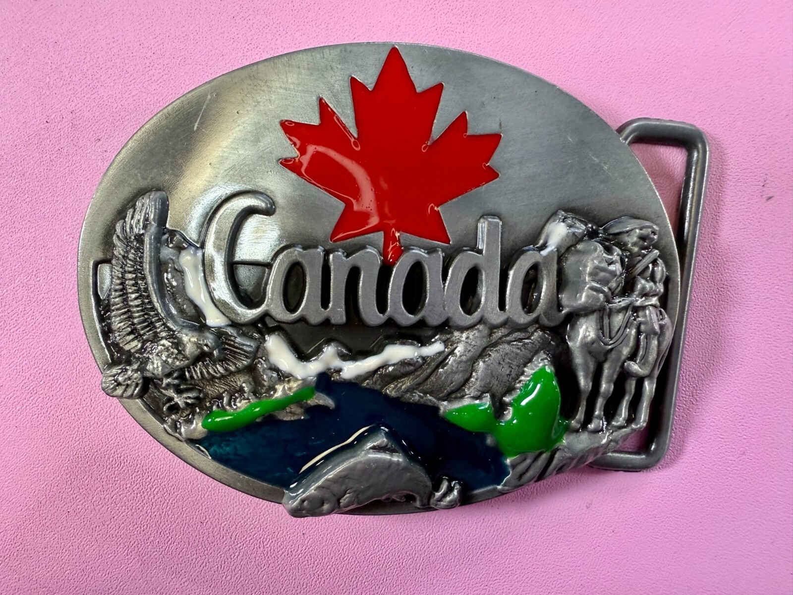 Canada Beautiful Country Commemorative Nature Wildlife Fish Scene Belt Buckle