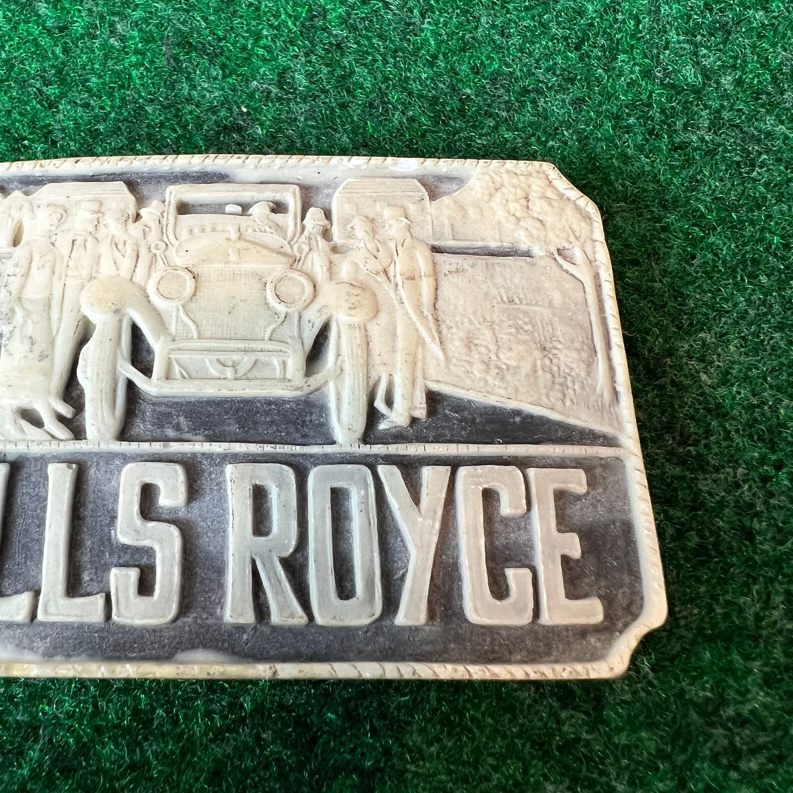 Vintage Rolls Royce Faux Marble Automative Auto Belt Buckle
