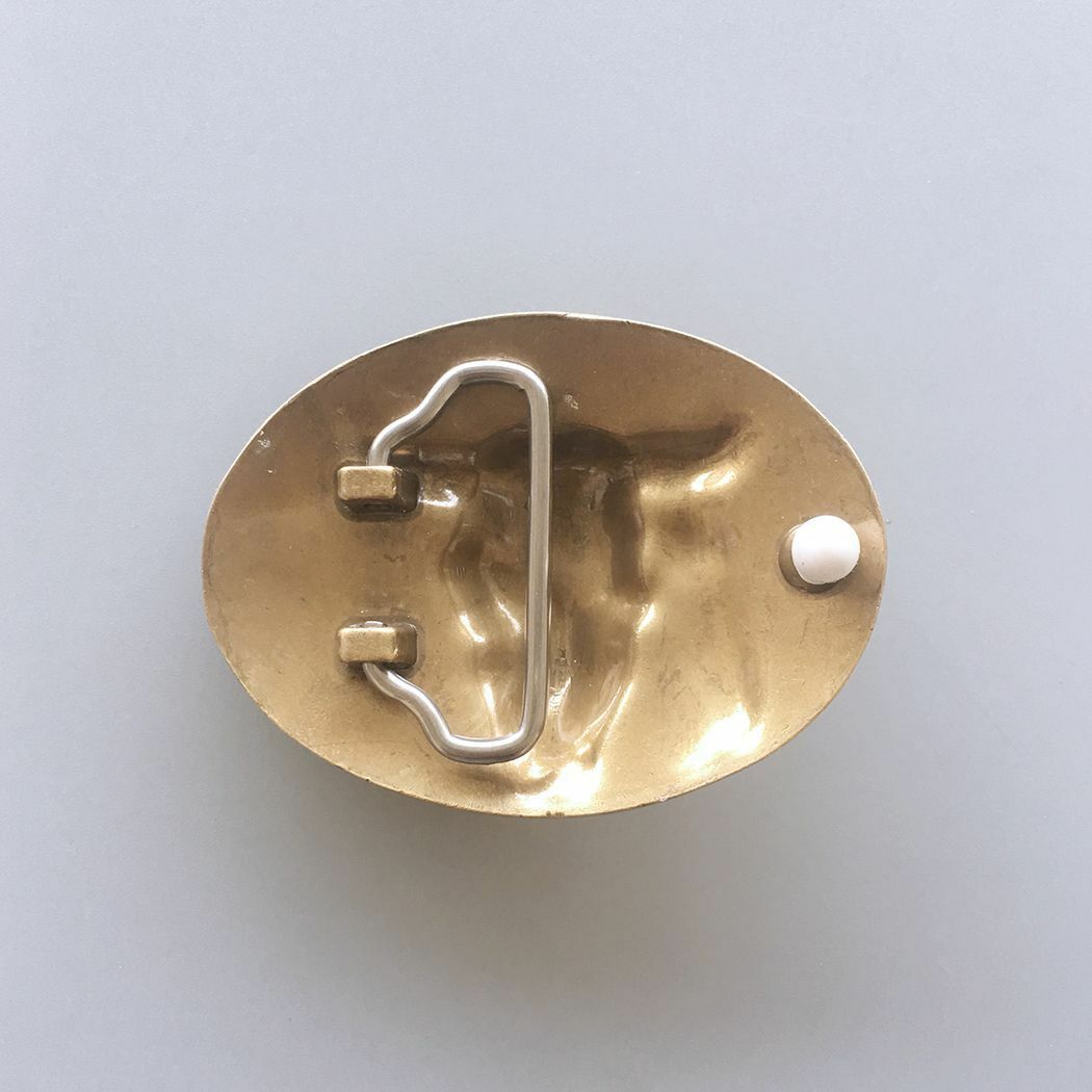 Western Rodeo Bull Oval Solid Brass Metal Belt Buckle