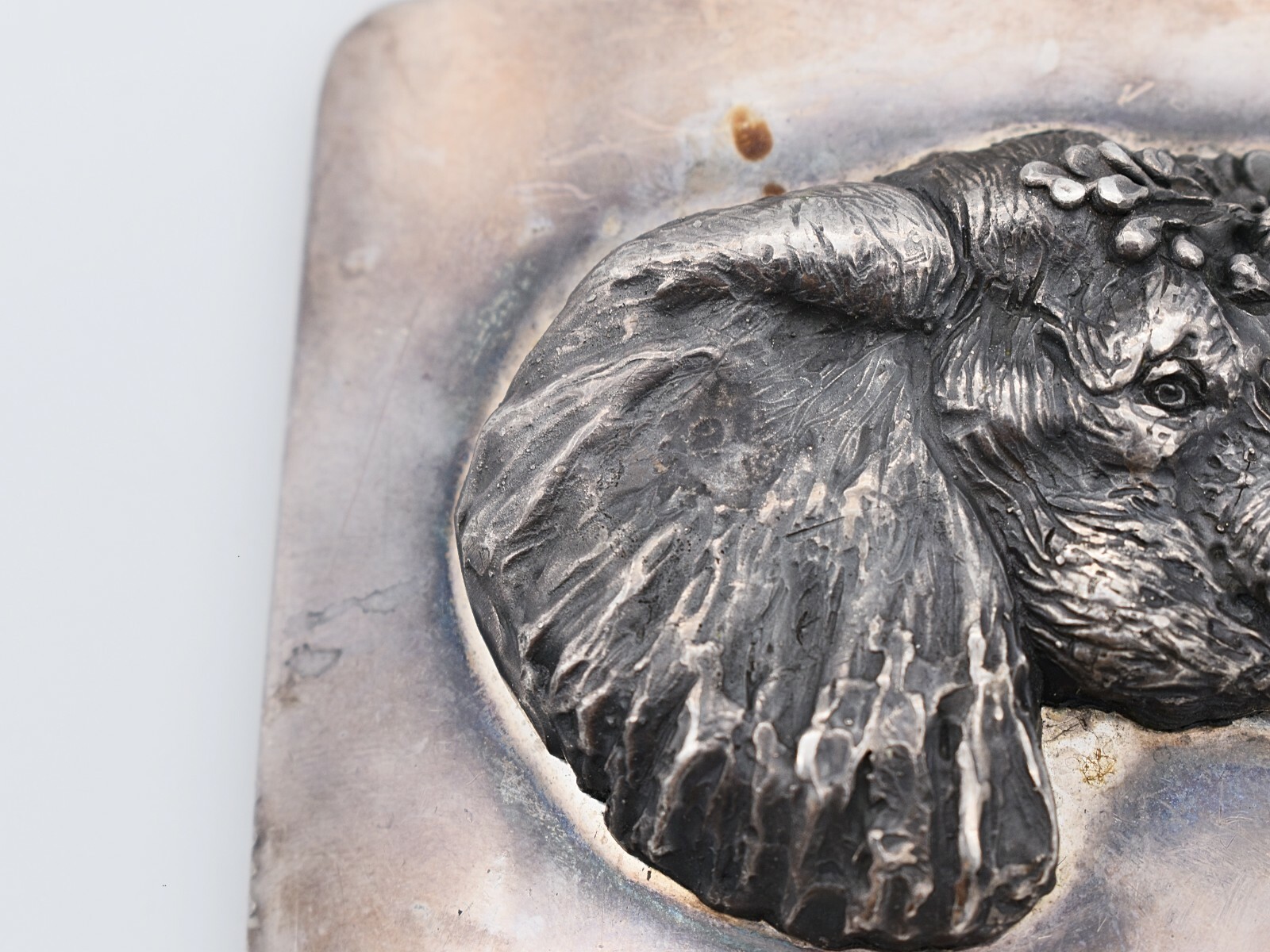 Solid Sterling Silver Elephant Watering Hole Vintage Belt Buckle Hallmarked TOC
