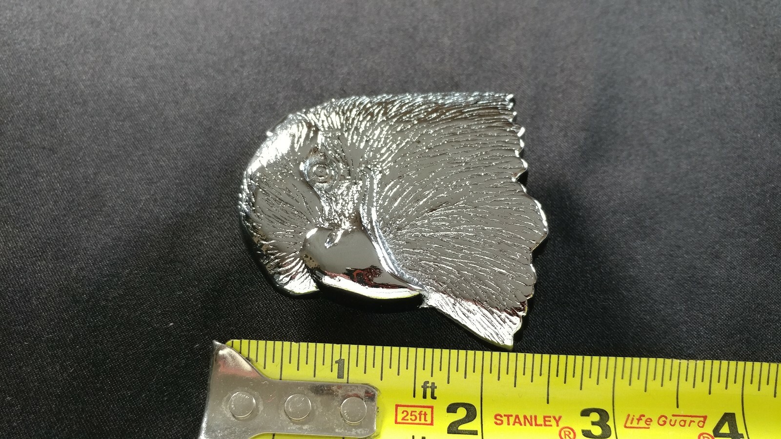 EAGLE HEAD RAPTOR SHAPED CHROME PLATED SOLID BRASS BELT BUCKLE BARON 1978 NEW