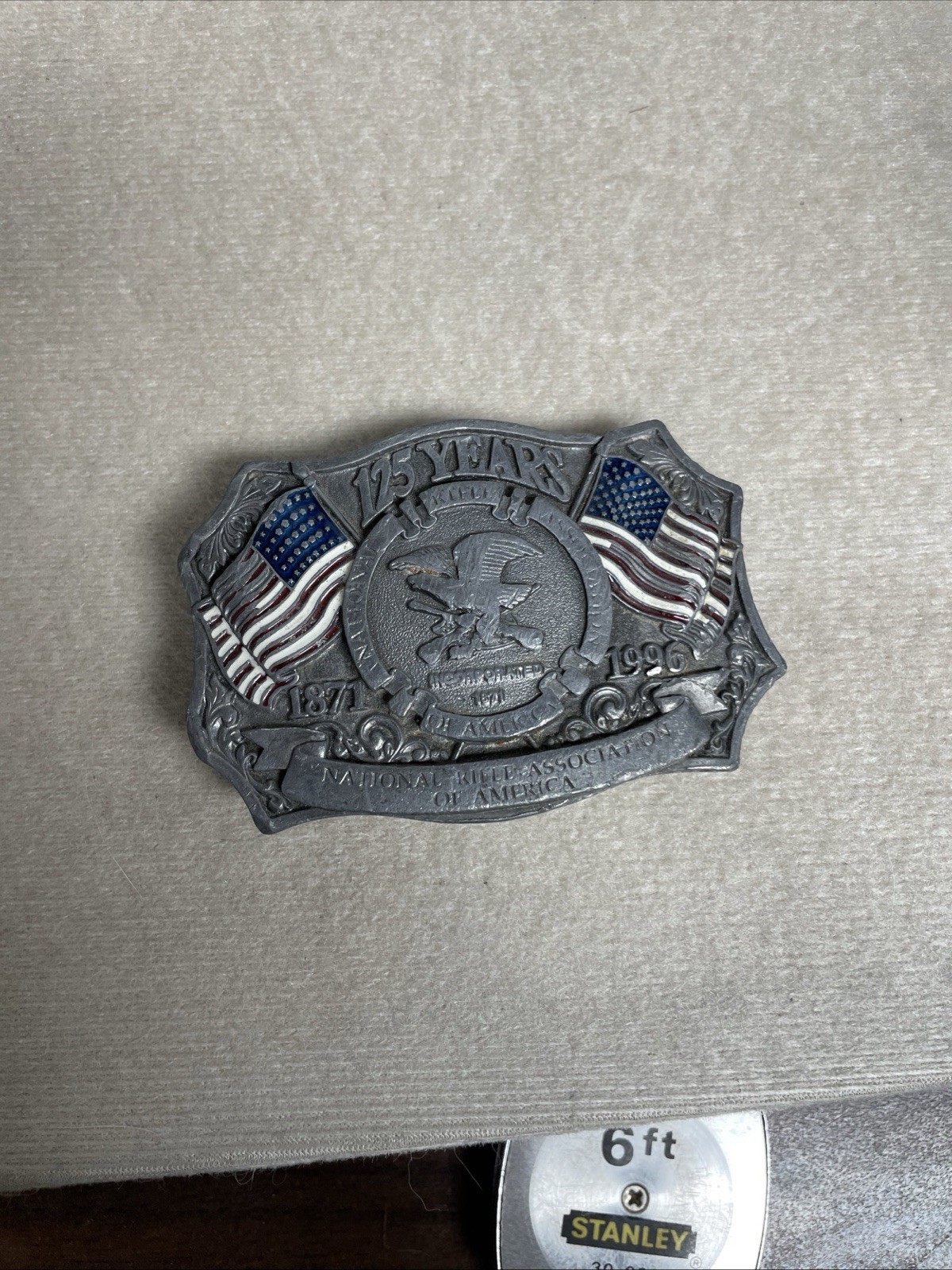 Used 125 Years National Rifle Association of America 1871-1996 Alloy Belt Buckle