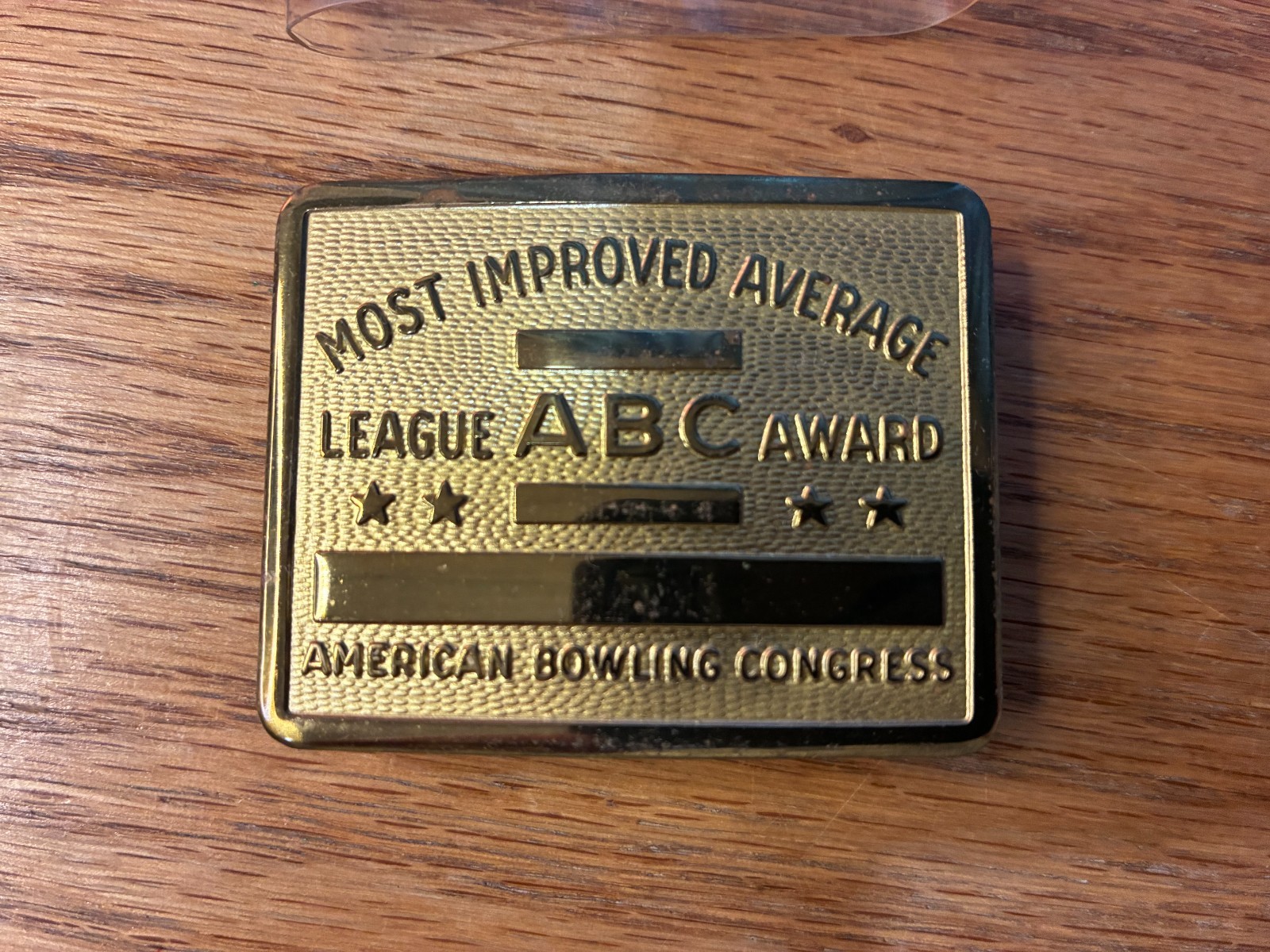 Vintage ABC Bowling League Award Belt Buckle Most Improved Average