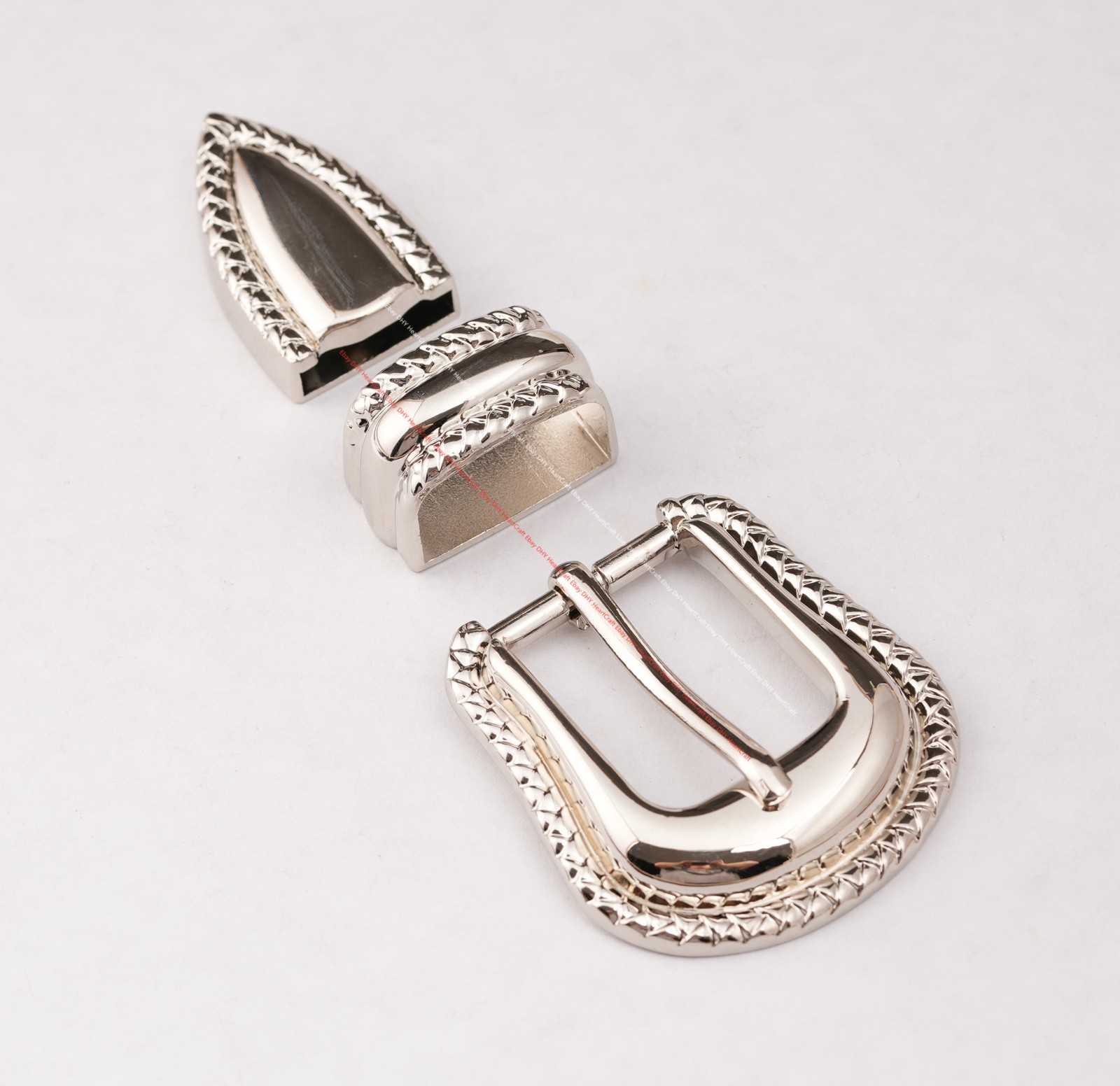 25MM Western Cowboy Leathercraft Prong Pin Belt Buckle Set 3-Piece DIY Project