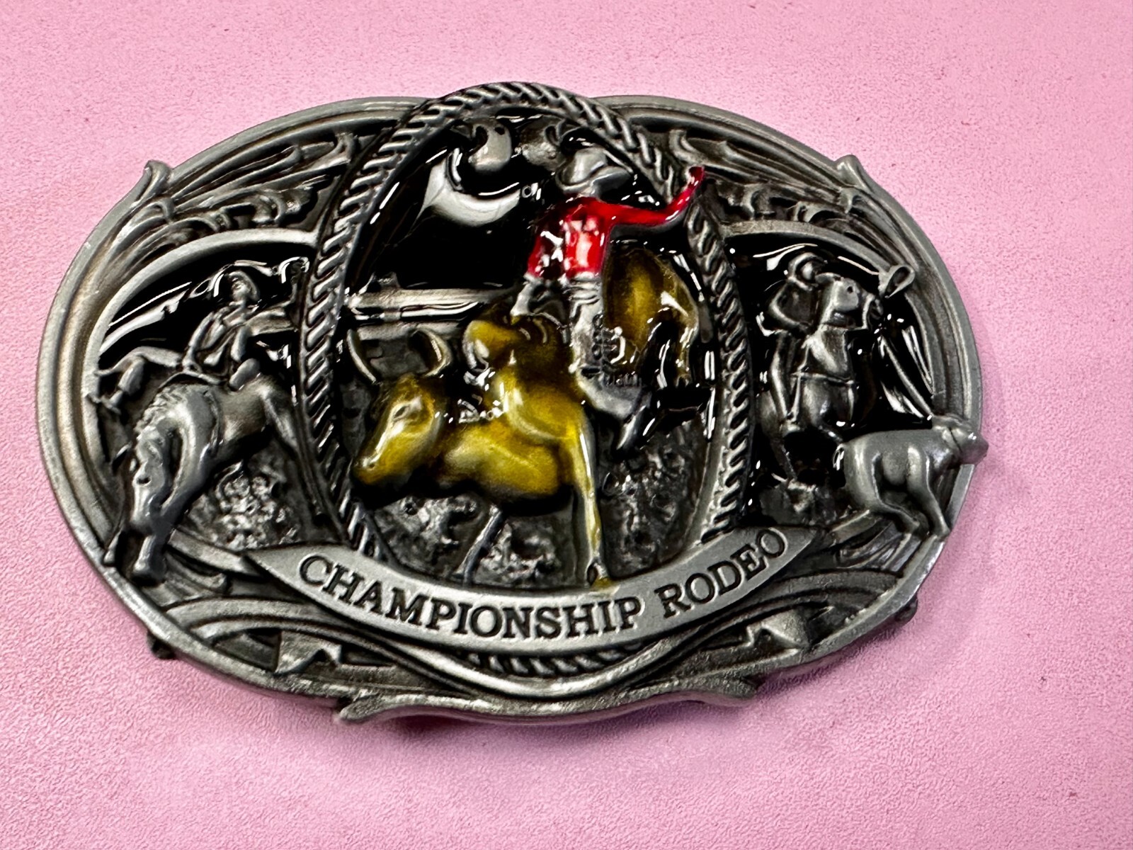 Championship Rodeo Bull Riding Rider Champion Trophy Award Cowboy Belt Buckle