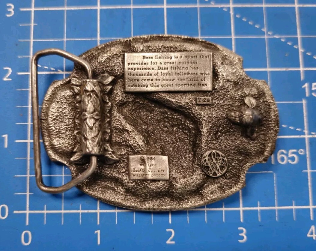 Vintage 1984 Siskiyou Belt Buckle Bass Fishing 3D Enameled Outdoor Pewter