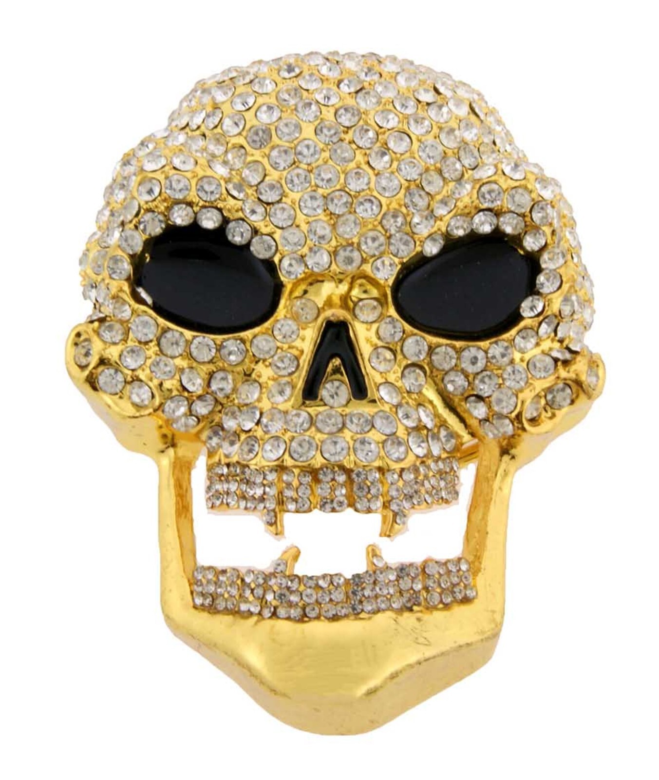 Skull Crossbones Gold Metal Blinged Rhinestones Iced Belt Buckle New Mens Womens