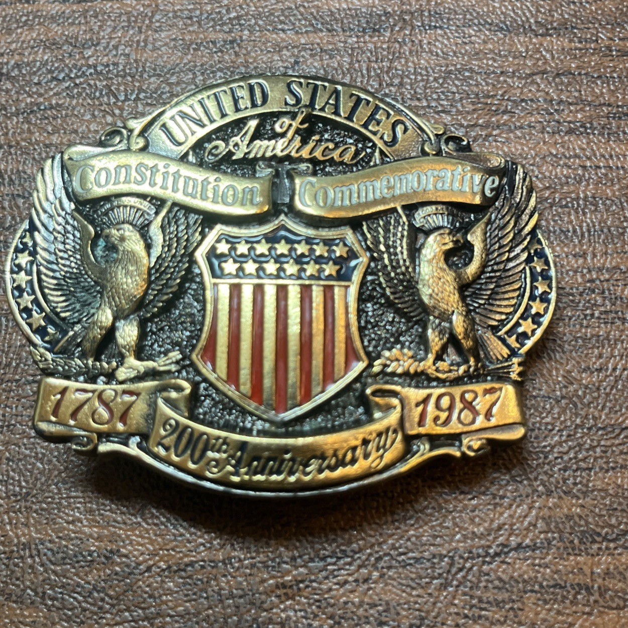 US Constitution Commemorative 3”Brass Belt Buckle 1787-1987 Limited Edition NWOT