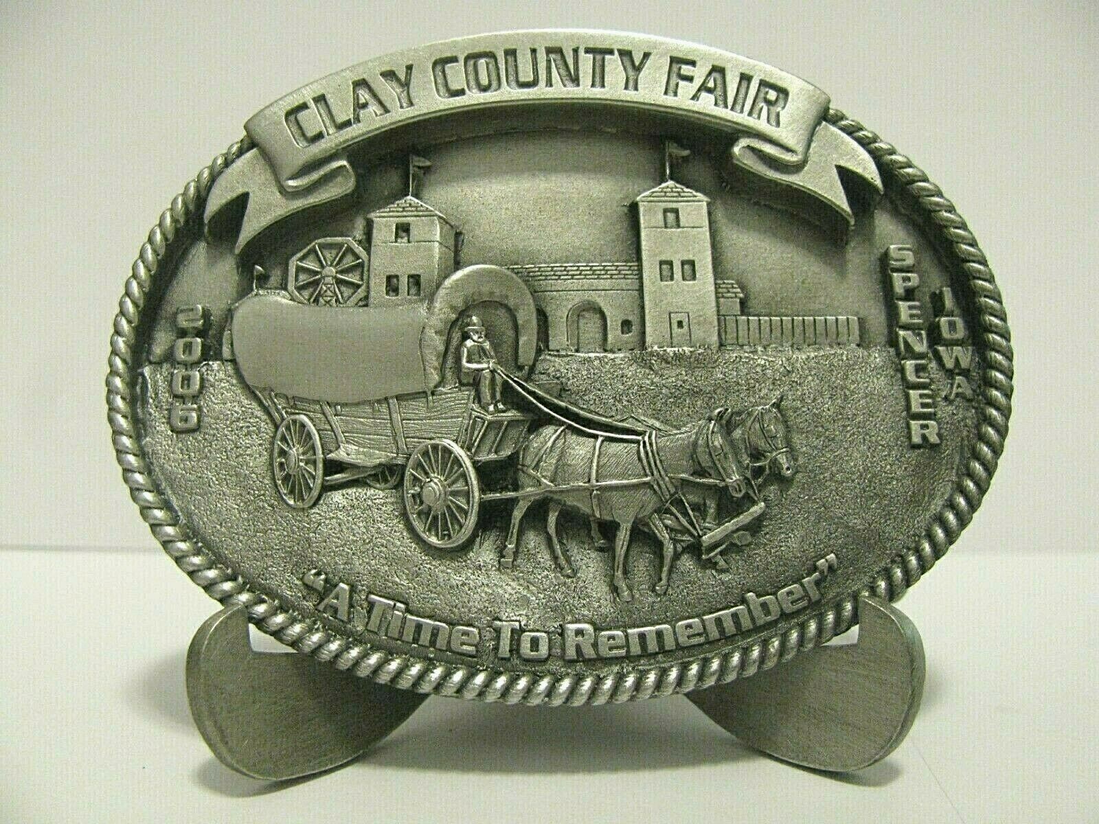 Clay County Fair Spencer Iowa 2006 Covered Wagon Farm & Ag Belt Buckle Ltd Ed
