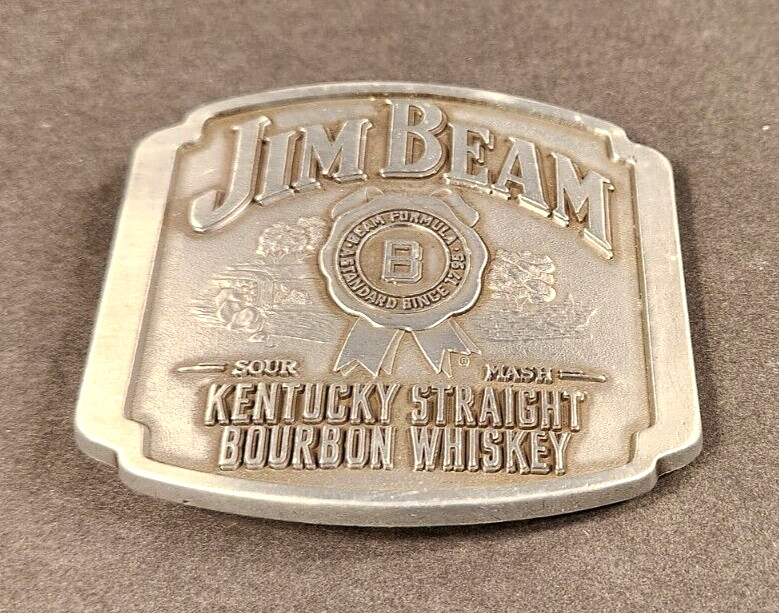 NEW JIM BEAM SOUR MASH KENTUCKY STRAIGHT BOURBON WHISKEY PEWTER BELT BUCKLE