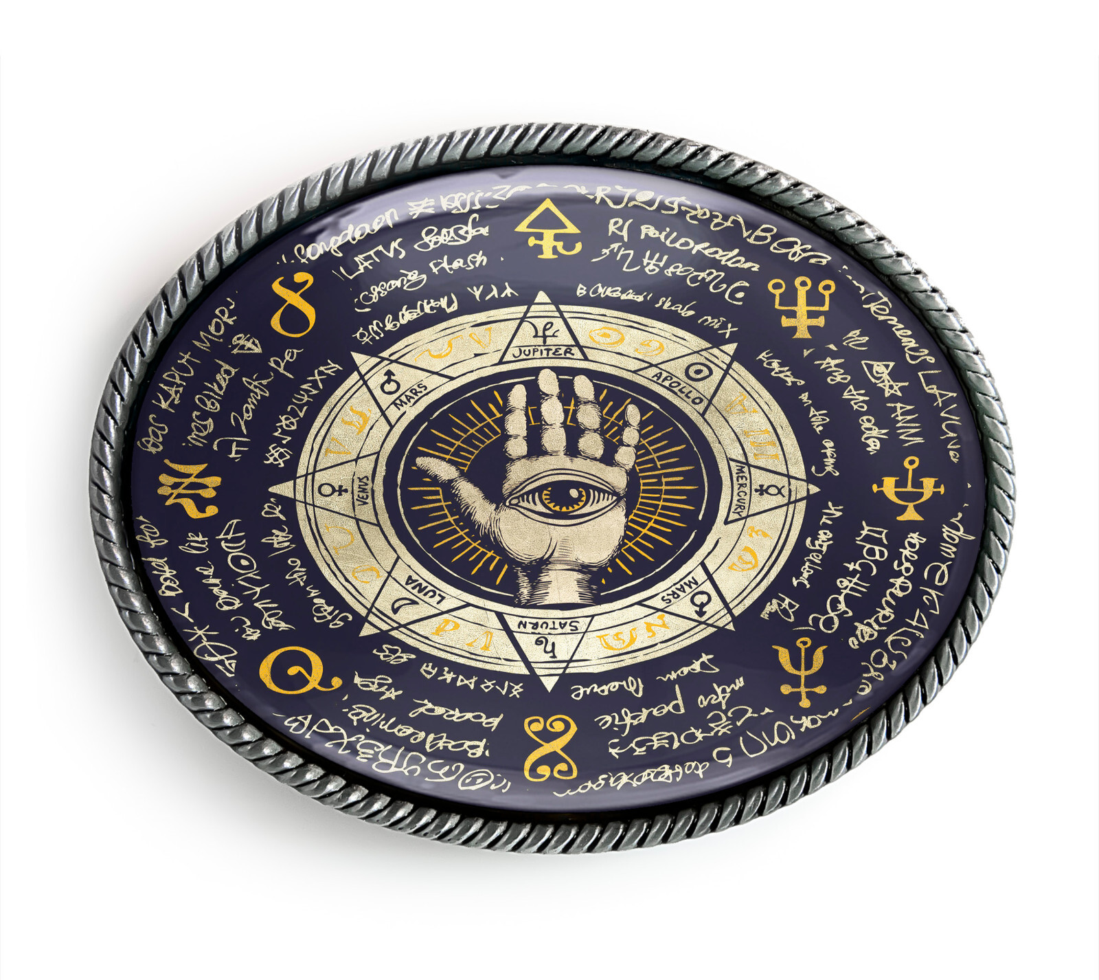 Ancient Runes Belt Buckle – Esoteric Spiritual Seeing Eye Belt Buckle – 27-5