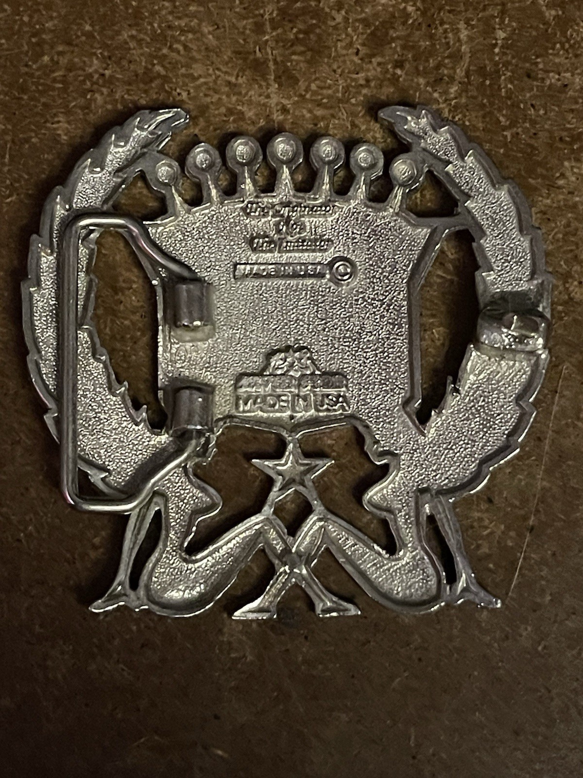 Cadillac USA Flag Silvertone Belt Buckle With Mud Flap Girls Trucker Buckle