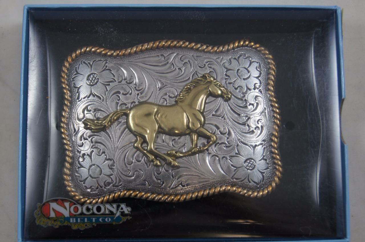 Nocona Western Running Horse Roped Edge Belt Buckle 3757452