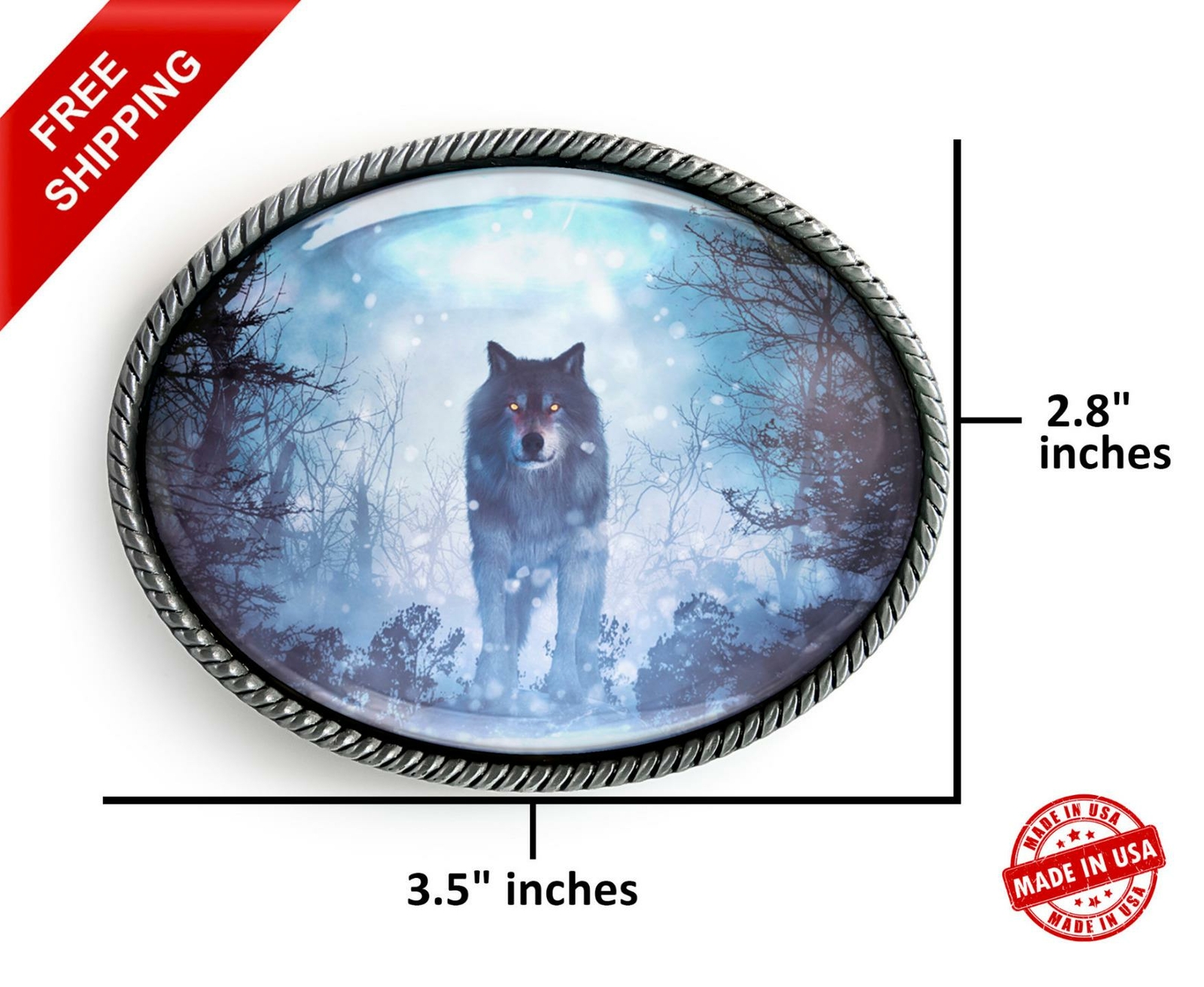 Wolf Belt Buckle – Native American Spirit Animal Handmade Buckle – 633