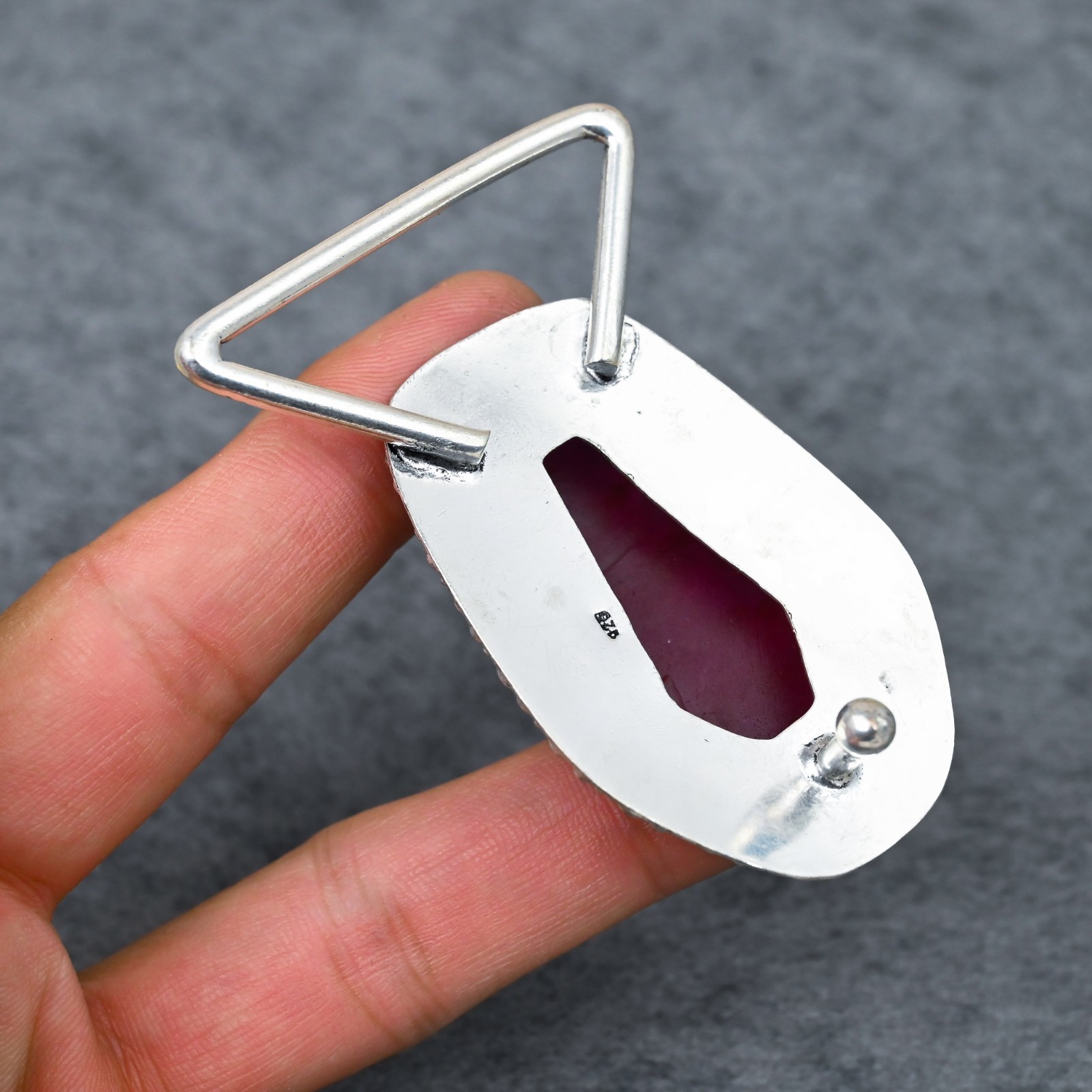 Handcrafted 925 Sterling Silver Natural Ruby Faceted Coffin Cut Belt Buckle