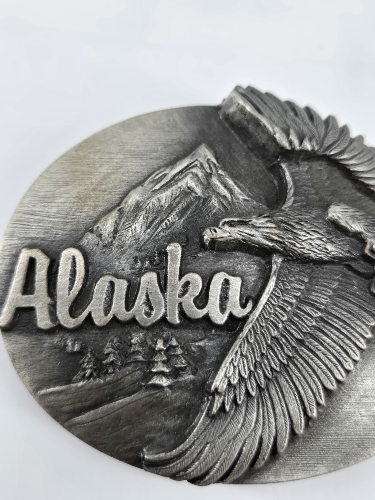 Vintage Alaska Bald Eagle Pewter Belt Buckle Siskiyou Buckle Co Americana 1990