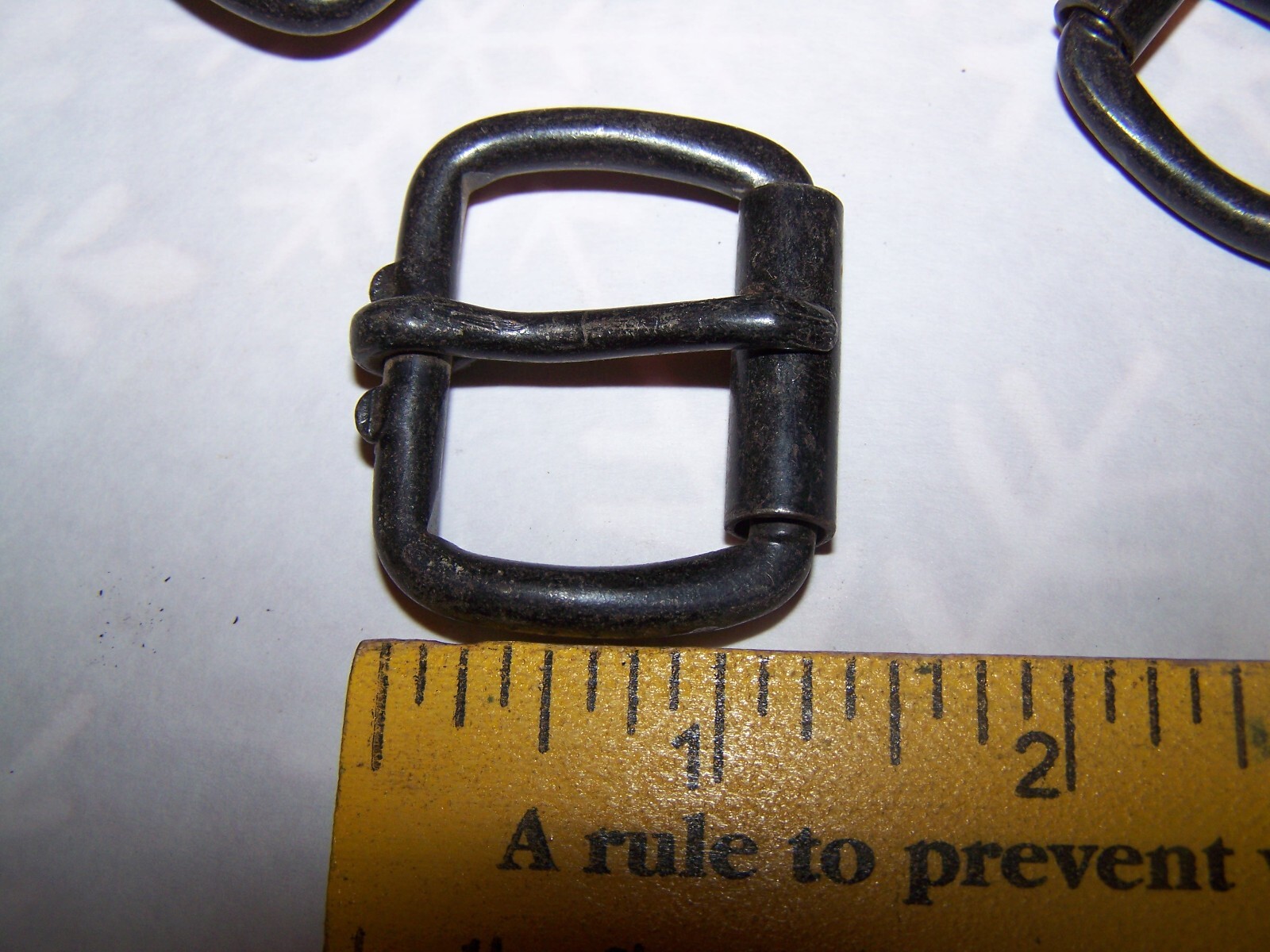NOS Vintage Lot Rectangular Single Prong Roller Black Buckle Leather Strap 34mm