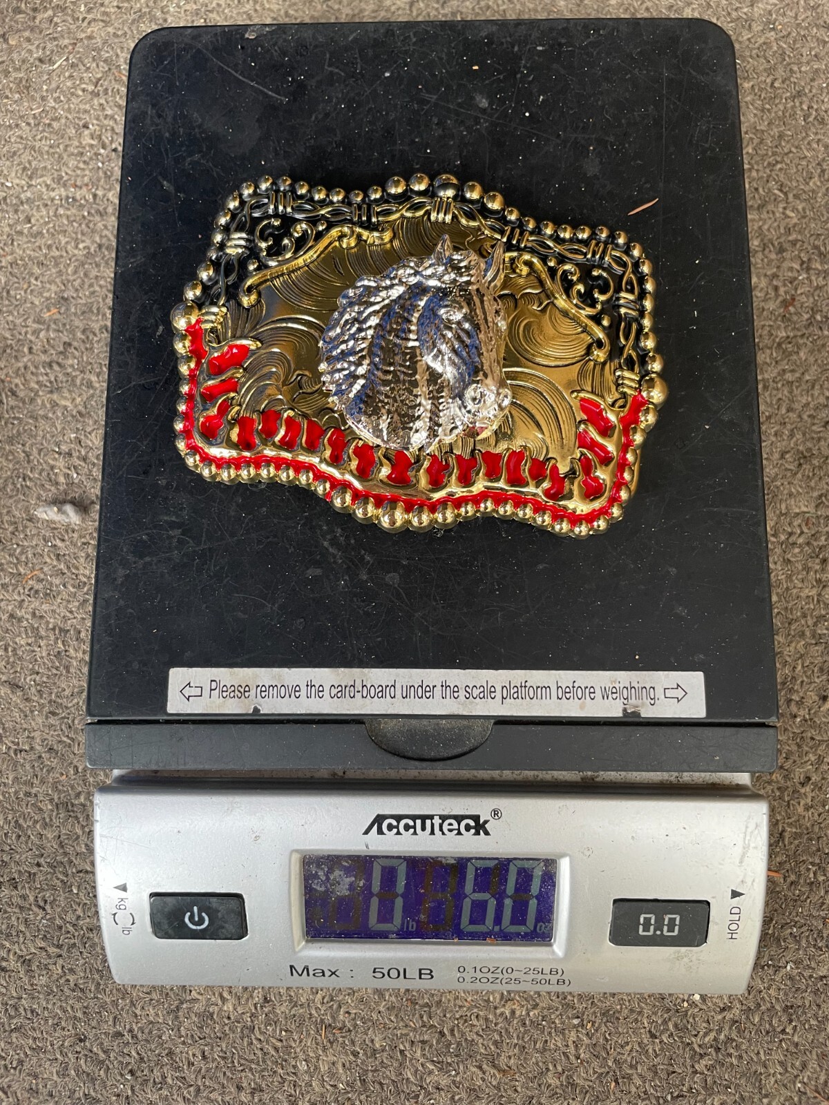 Western Buckle Gold Silver Red Black Red Horse Cowboy Buckle 2 » Hebilla Vaquero