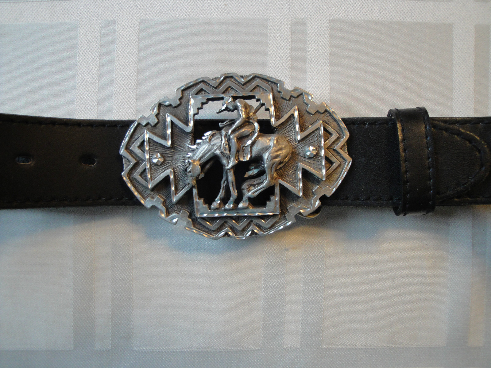 End of Trail Pewter Buckle & Leather Belt- Made in USA by Enchantment
